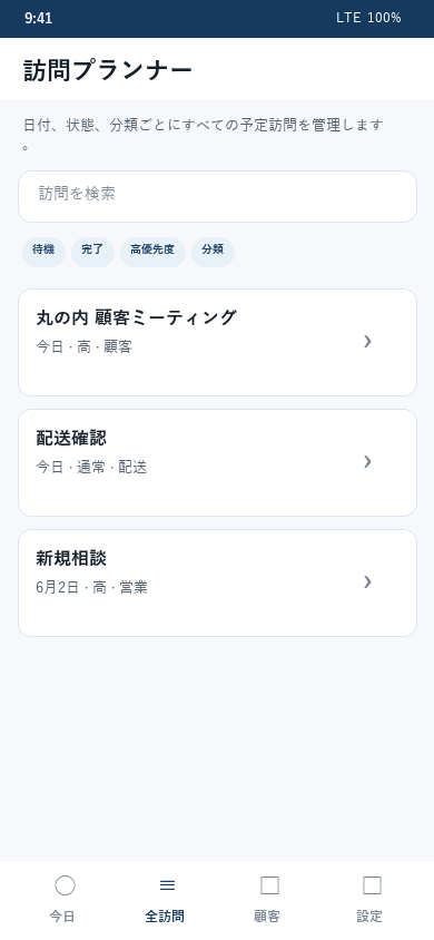 訪問プランナー一覧画面